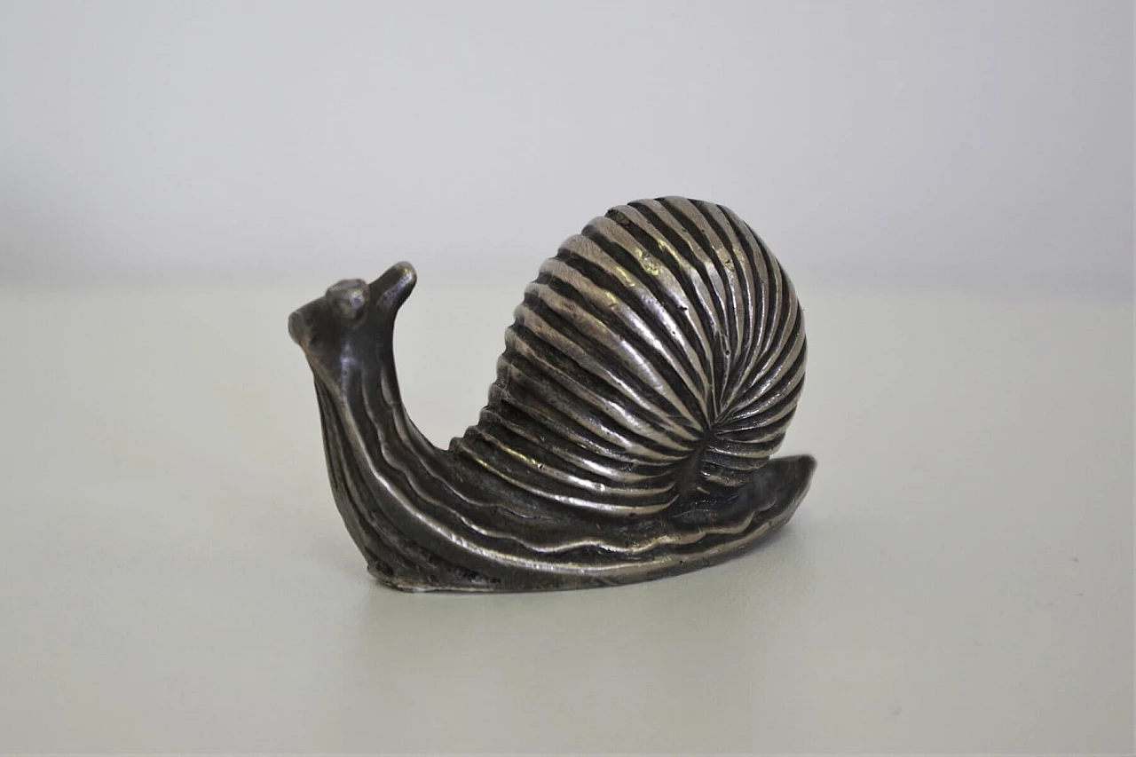 Small silver snail sculpture in micro casting, 1980s 1375068