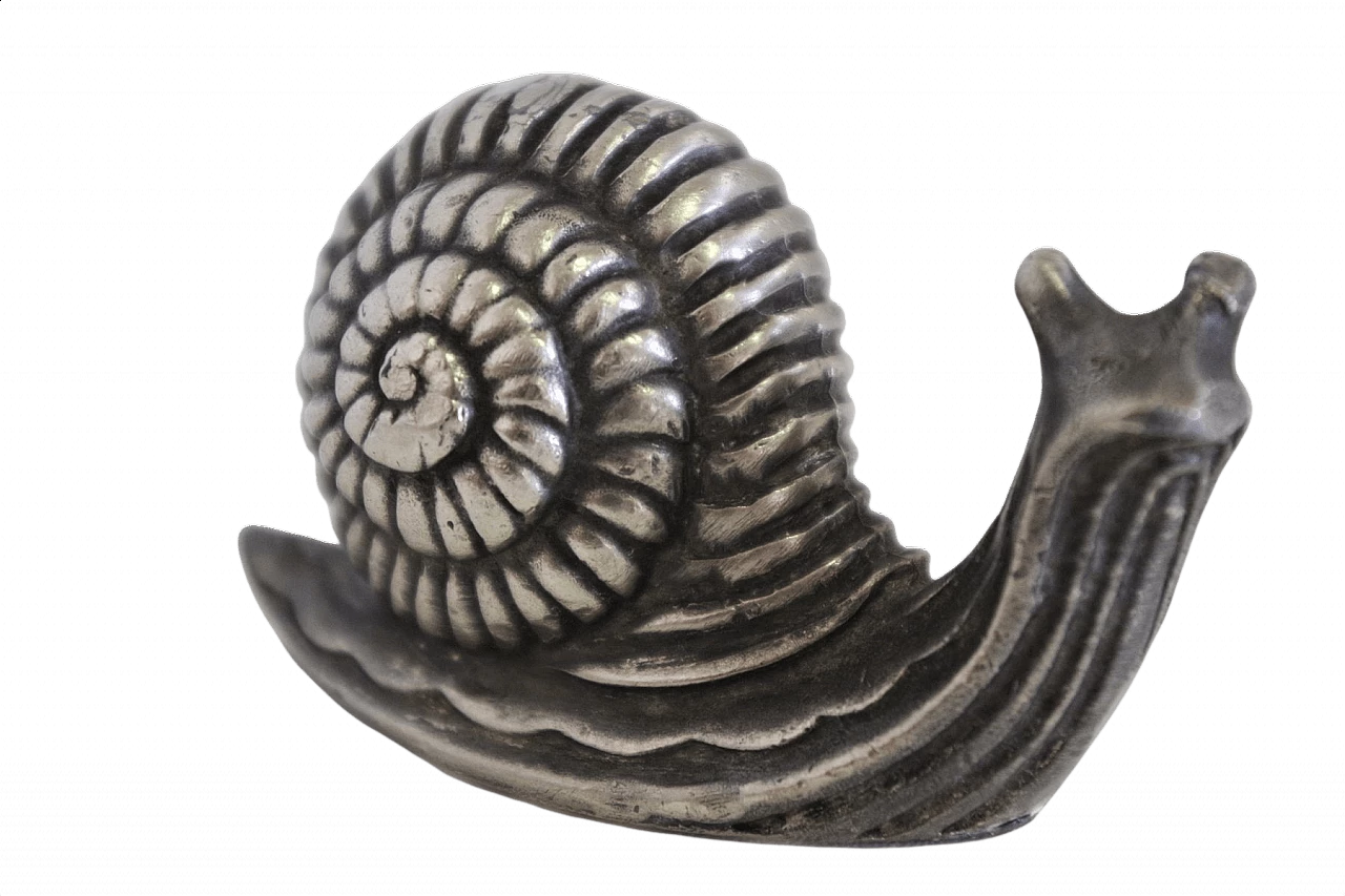 Piccola scultura di lumaca in argento in microfusione, anni '80 1375074