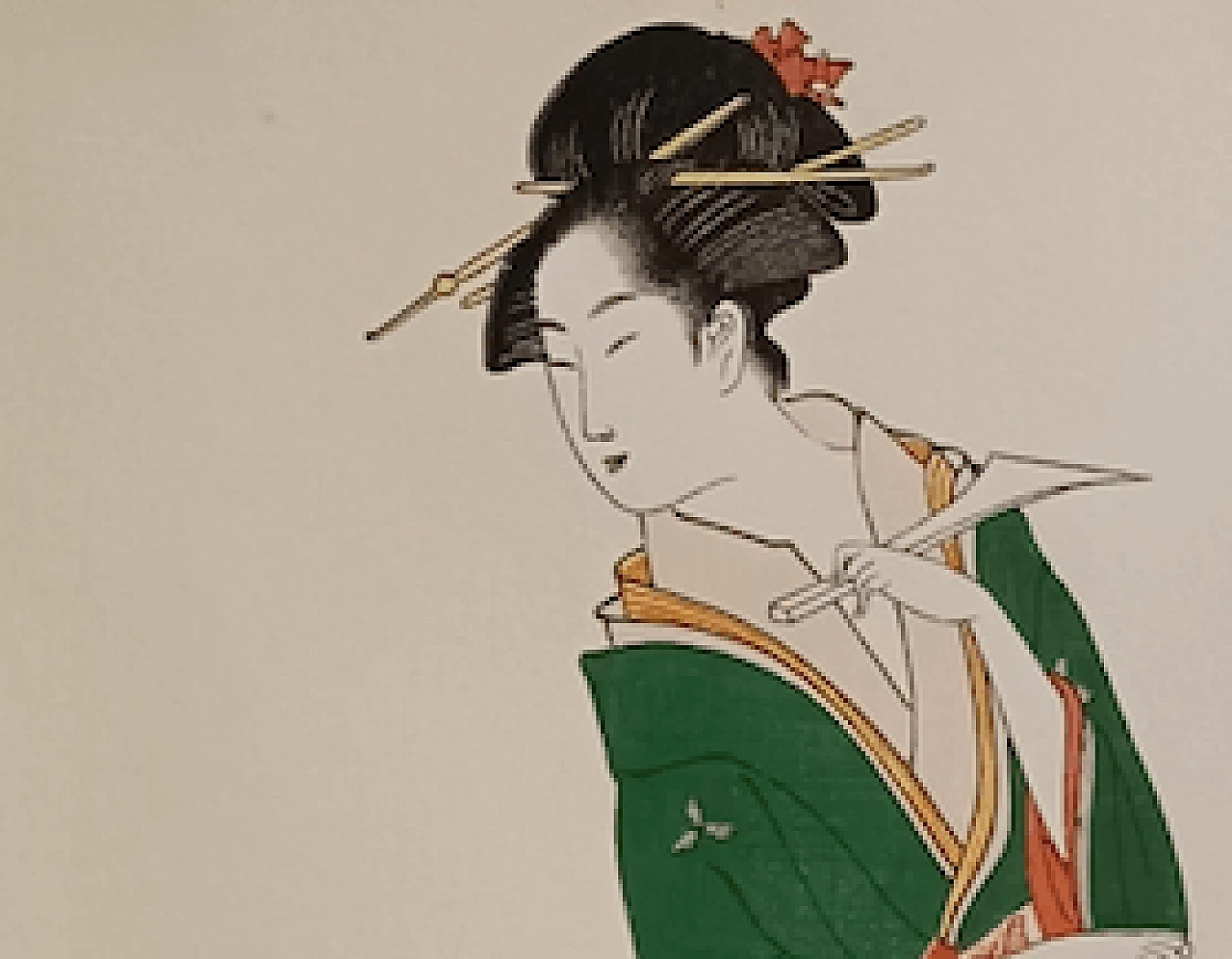 Chobunsai Hosoda Eishi, Cortigiana con Shamisen, xilografia 1375222