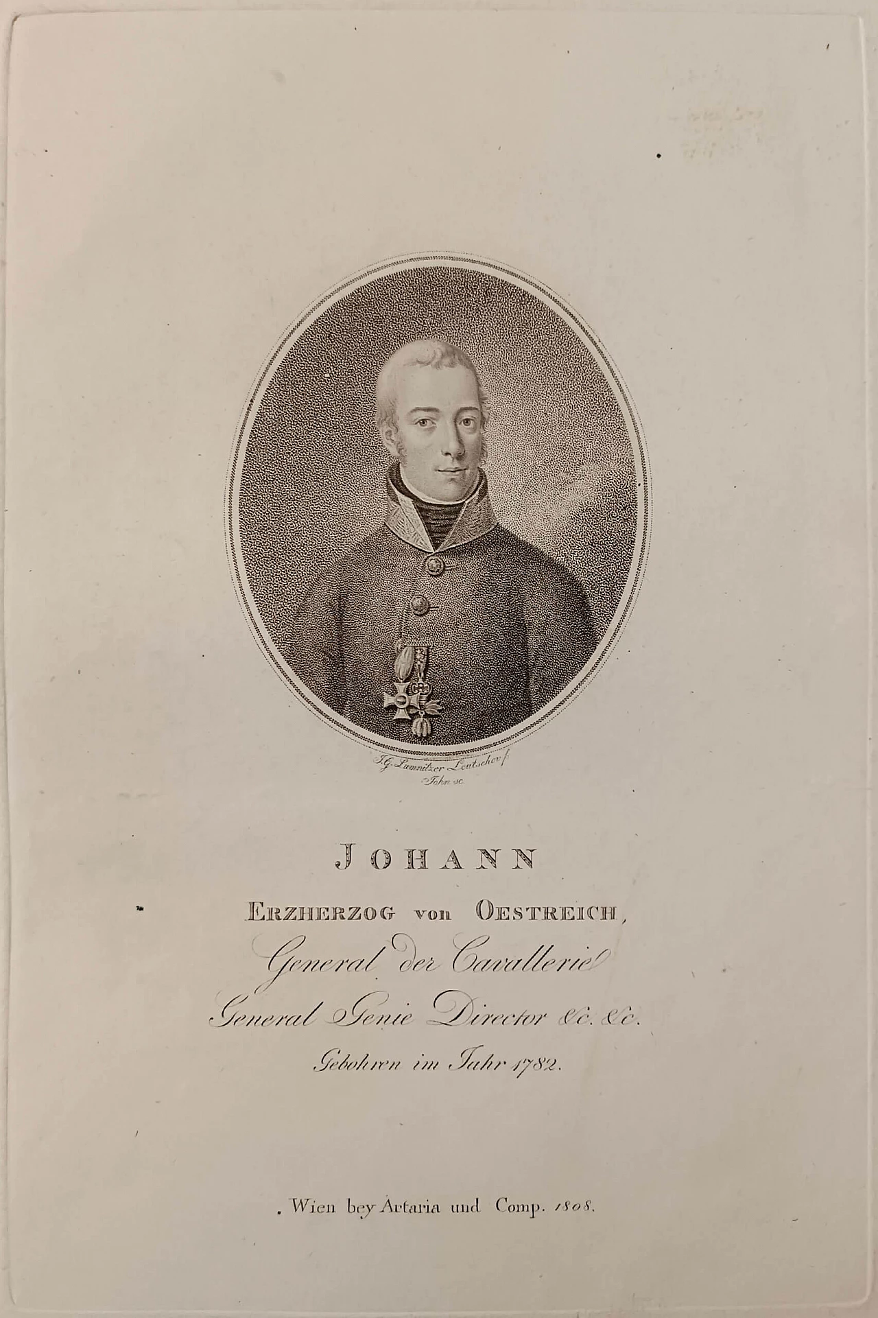 Friedrich John, Ritratto di Giovanni d’Asburgo, acquaforte, 1808 1375294