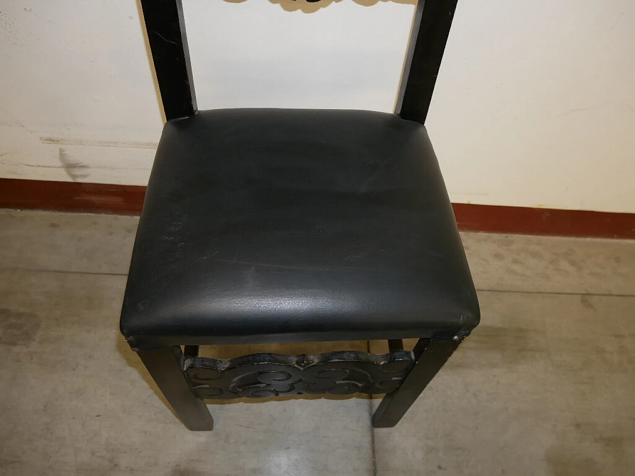 6 Renaissance-style chairs in black-stained wood, 1930s 1375415