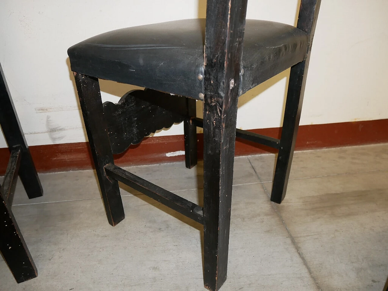 6 Renaissance-style chairs in black-stained wood, 1930s 1375420