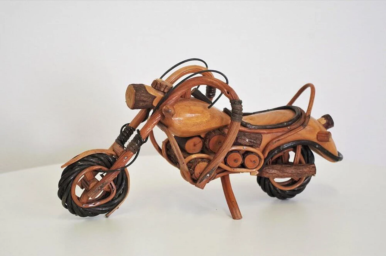 Motocicletta Harley Davidson artigianale in legno, anni '50 1375449