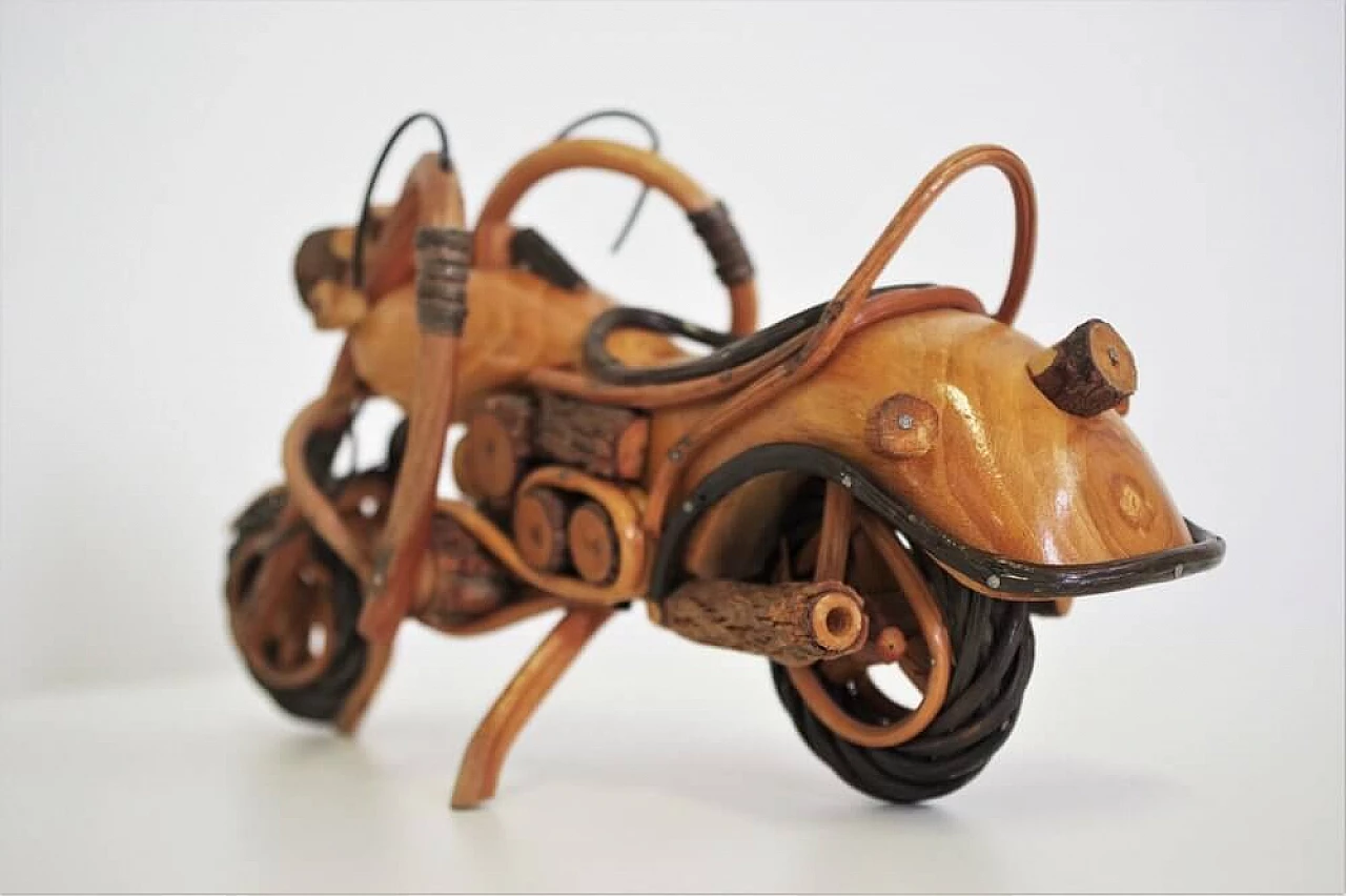 Handcrafted wooden Harley Davidson motorbike, 1950s 1375450