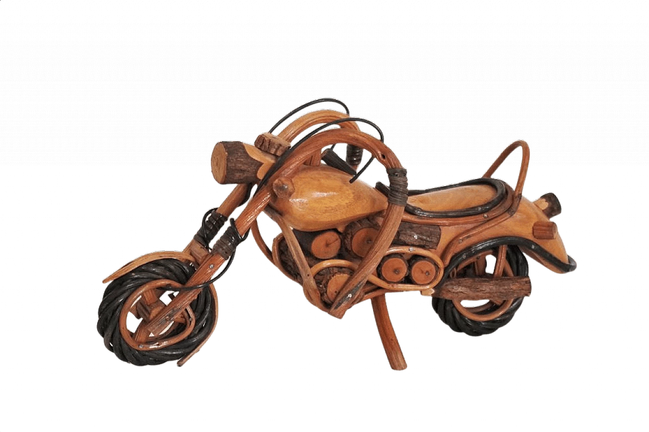 Motocicletta Harley Davidson artigianale in legno, anni '50 1375459
