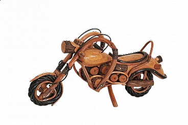 Motocicletta Harley Davidson artigianale in legno, anni '50