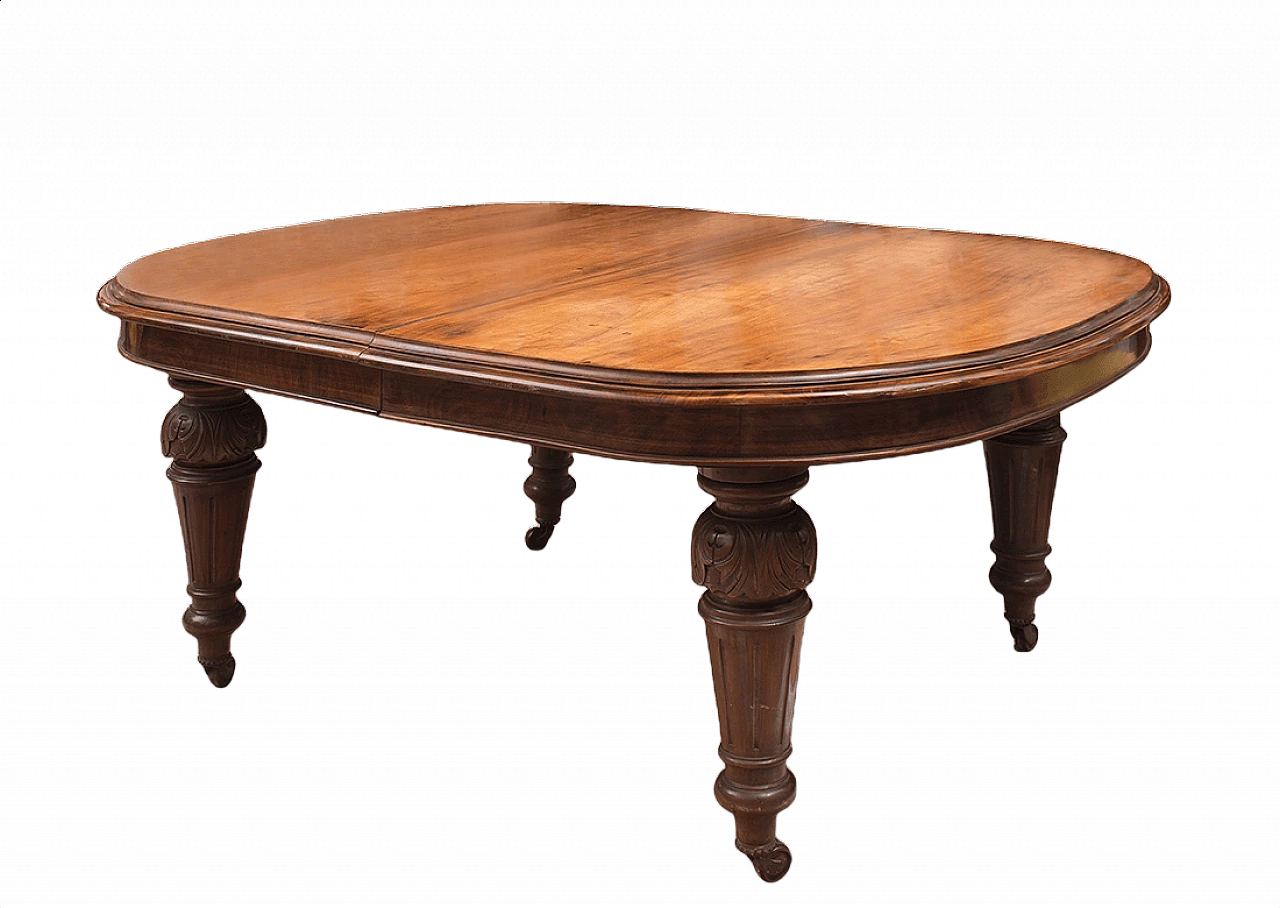 Tavolo Vittoriano allungabile in massello di mogano, '800 1375472
