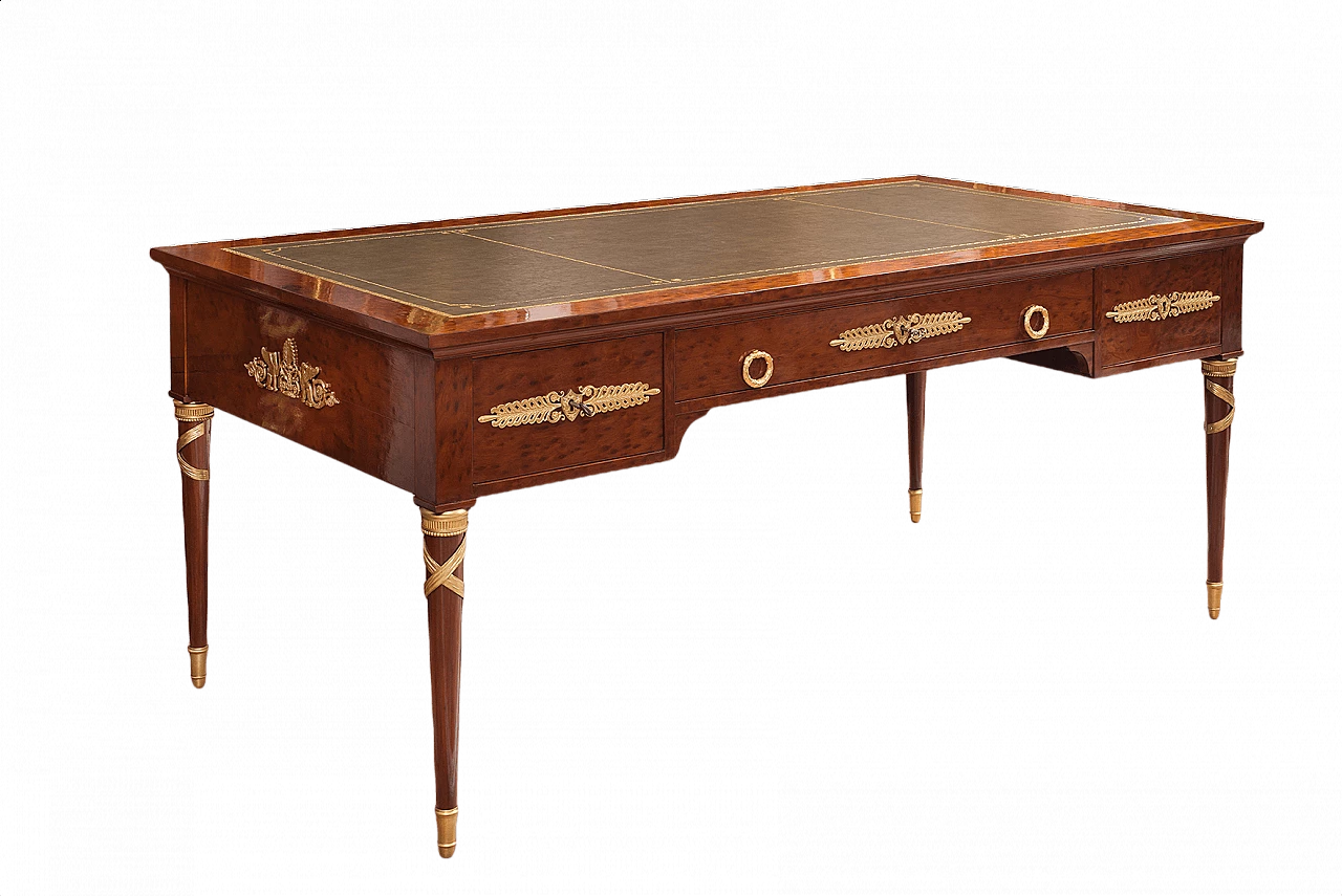 French Napoleon III mahogany and bronze desk, 19th century 1375551
