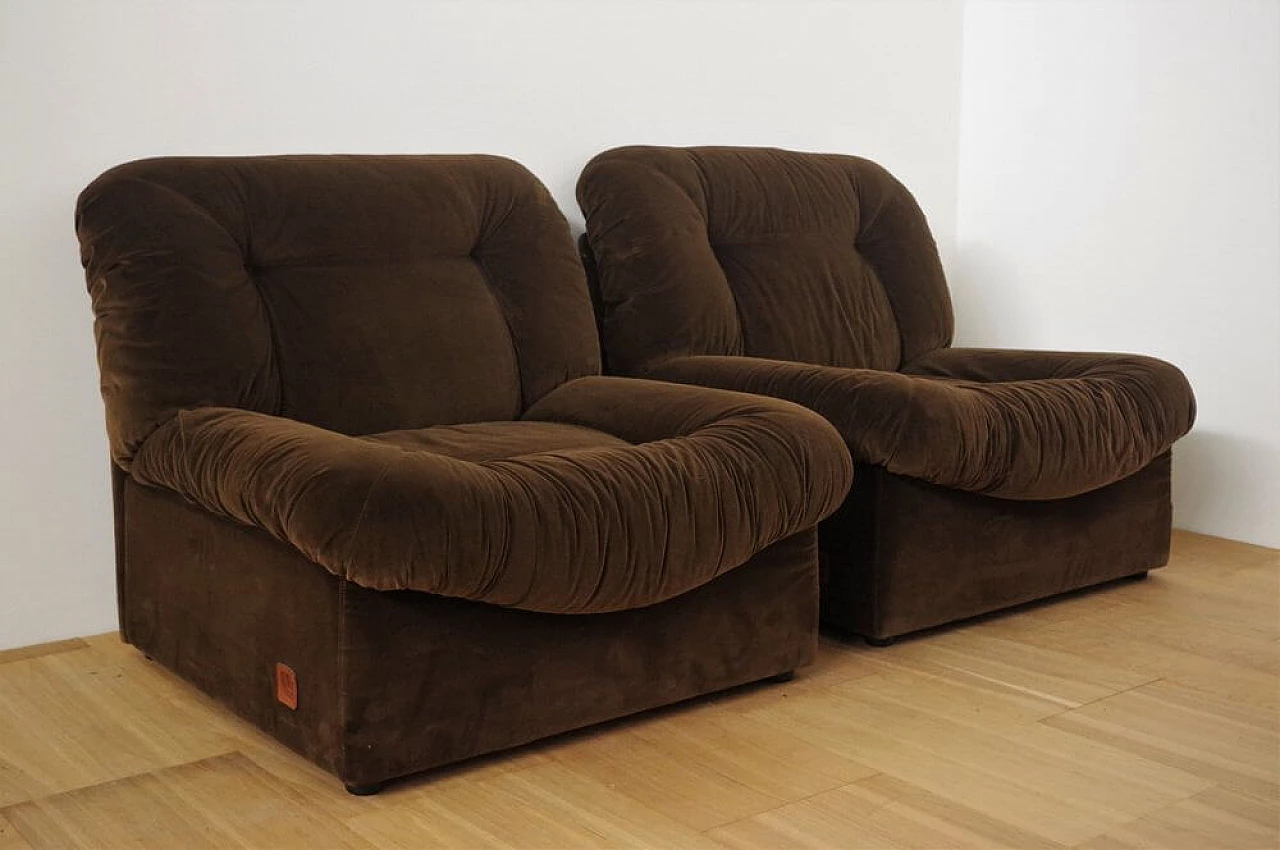 5 poltrone Panarea modulari in ciniglia di Lev & Lev, anni '70 1375636