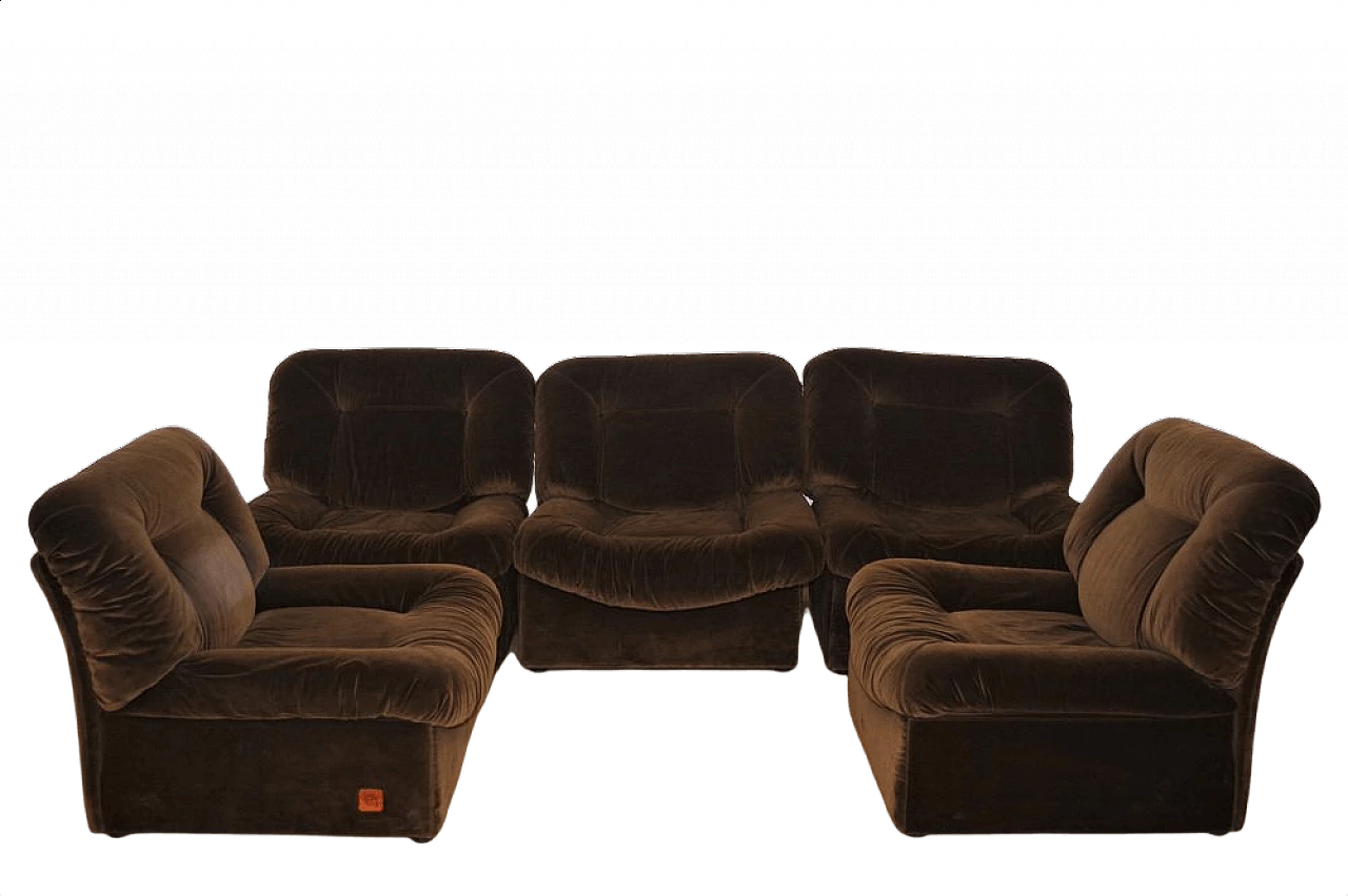 5 poltrone Panarea modulari in ciniglia di Lev & Lev, anni '70 1375650