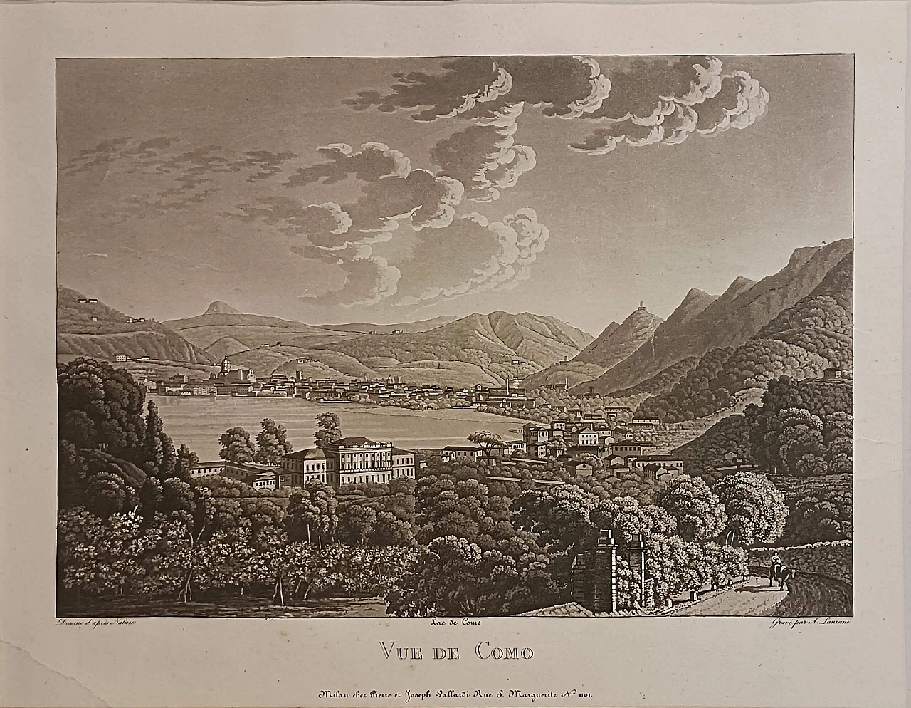 Antonio Lanzani, Vue de Como, aquatint, 19th century 1375797
