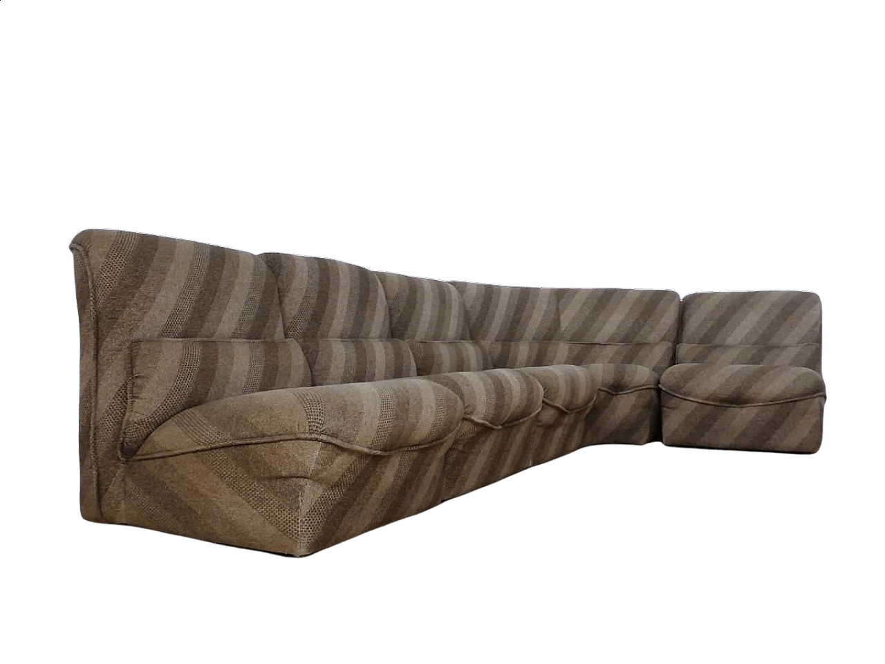 4 poltrone con un elemento ad angolo in tessuto a righe, anni '70 1375868