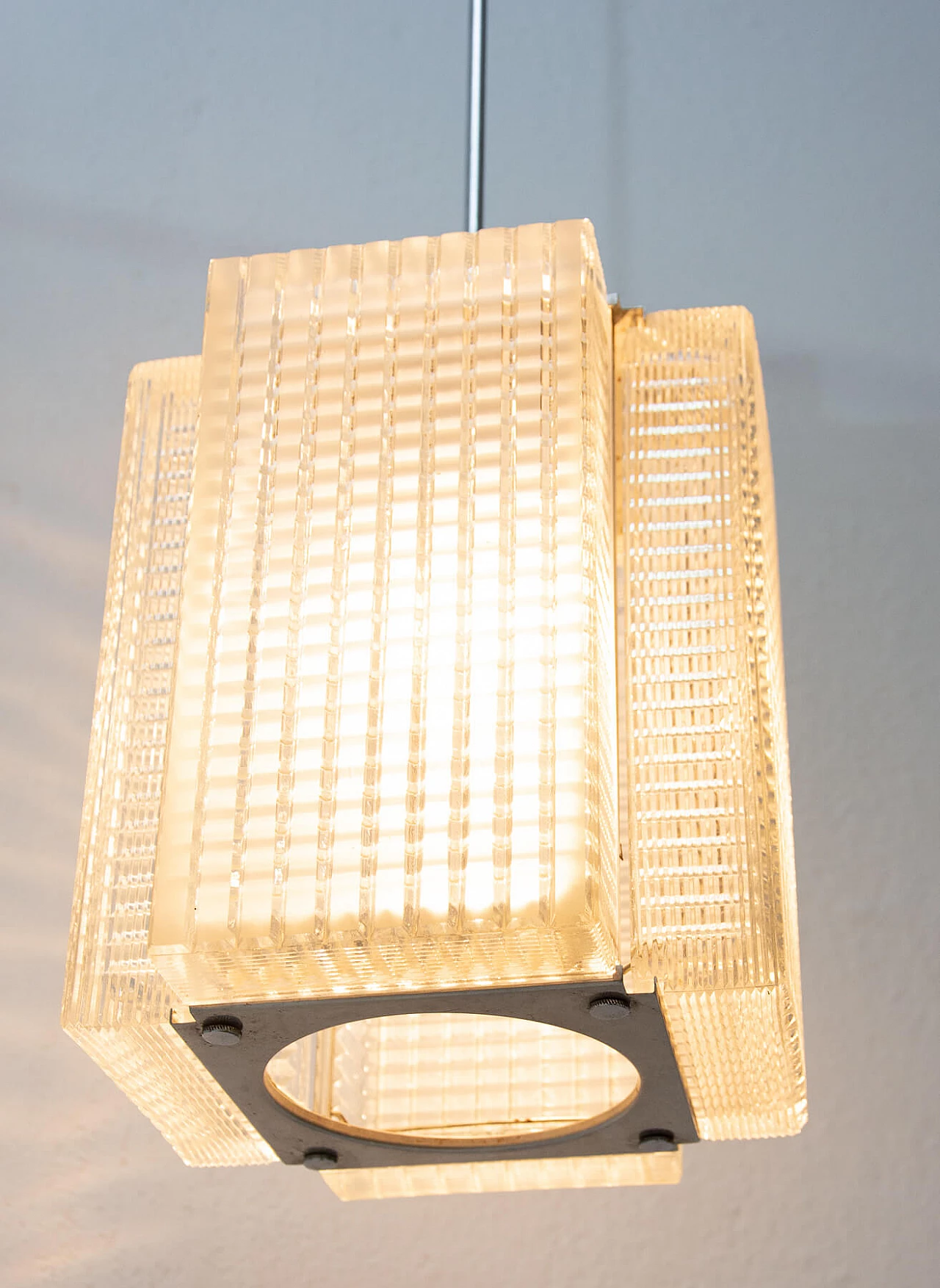 Coppia di pendenti in vetro pressato per Napako, anni '70 1375906