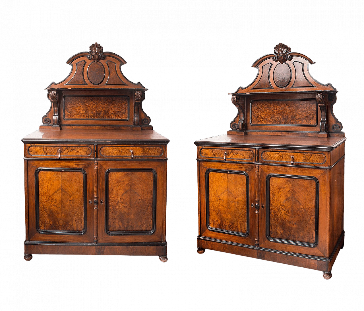 Pair of french Louis-Philippe plateaus in walnut briar, '800 1375974