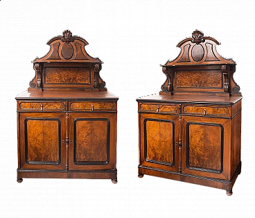 Pair of french Louis-Philippe plateaus in walnut briar, '800