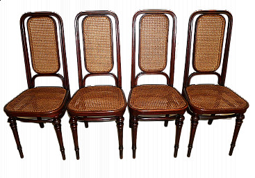 4 Thonet chairs in beechwood and Vienna straw, early 20th century