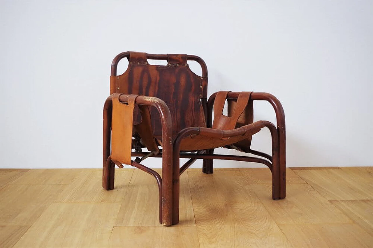 Leather armchair by Tito Agnoli, 1950s 1376254