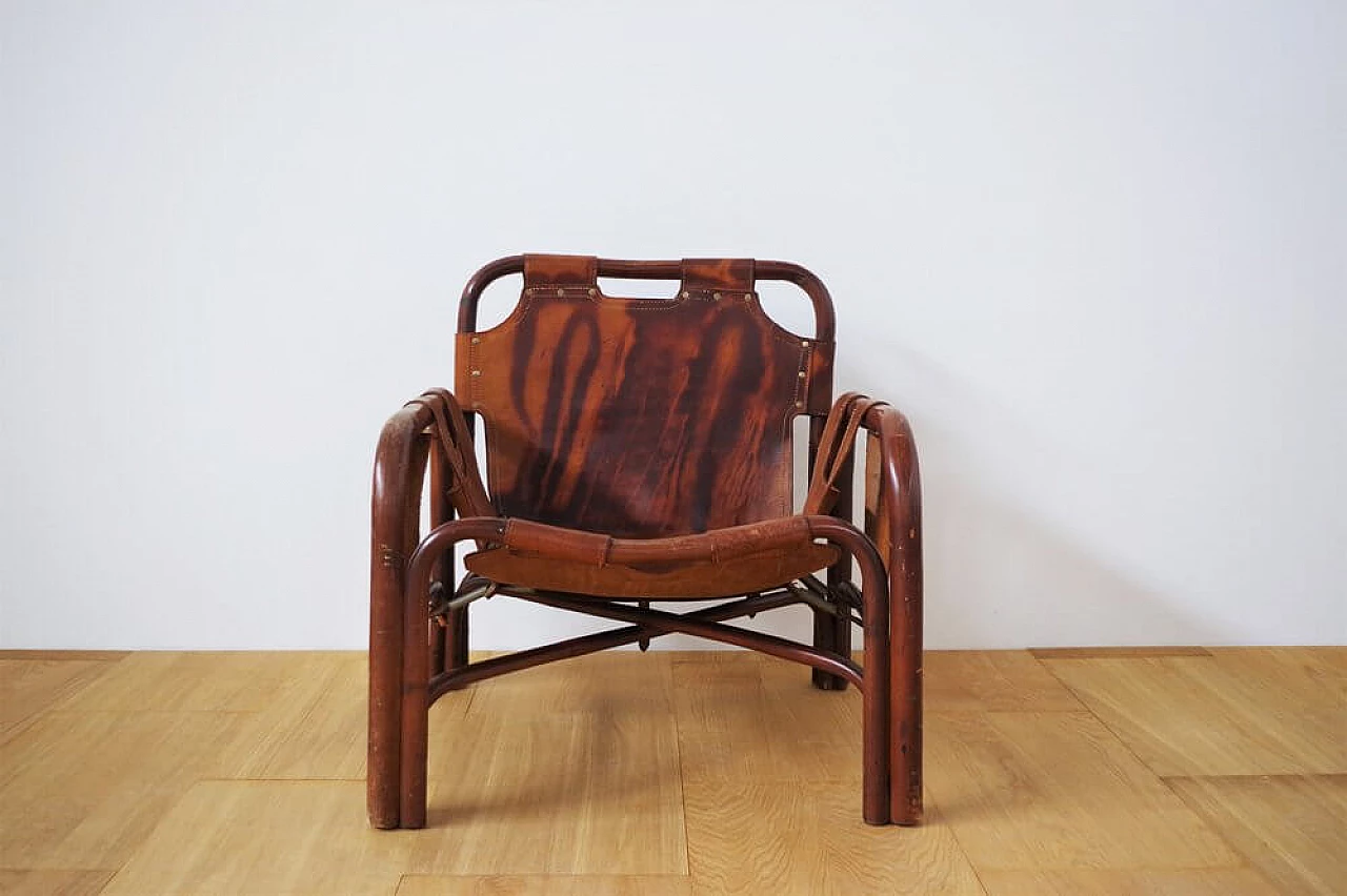 Leather armchair by Tito Agnoli, 1950s 1376256