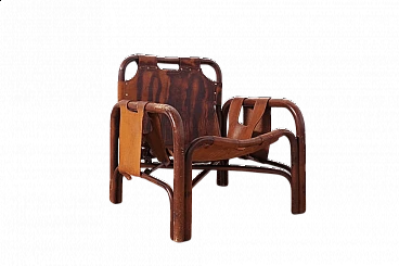Leather armchair by Tito Agnoli, 1950s