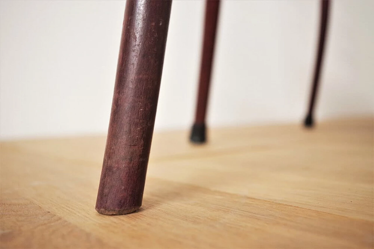 3 mahogany chairs with imitation leather seats, 1950s 1376364