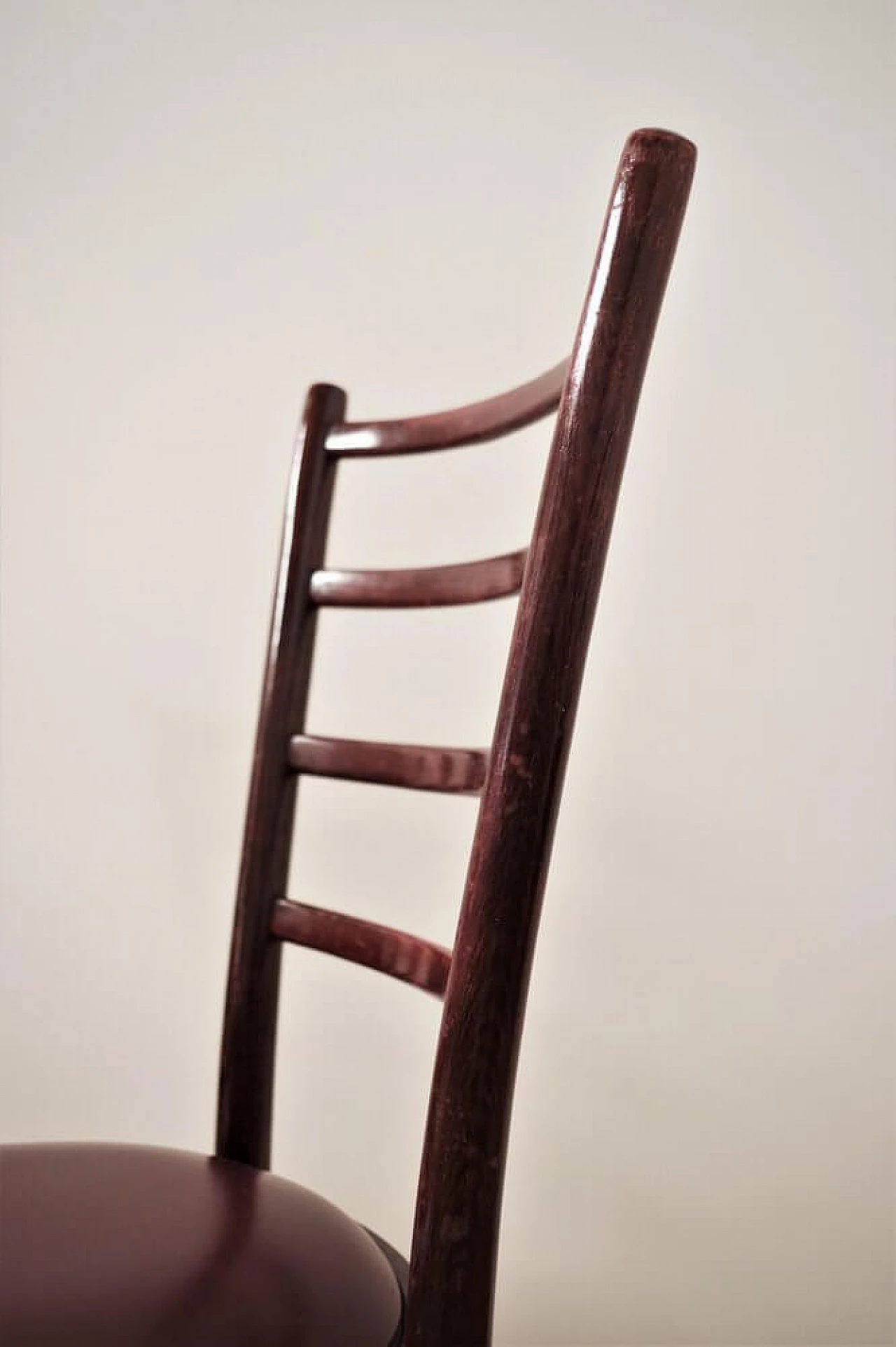 3 mahogany chairs with imitation leather seats, 1950s 1376365