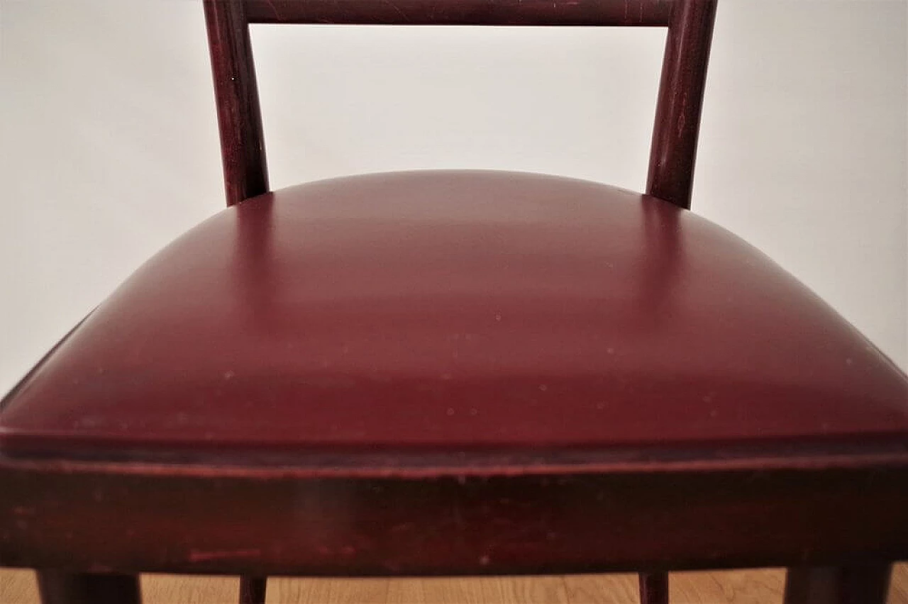 3 mahogany chairs with imitation leather seats, 1950s 1376366