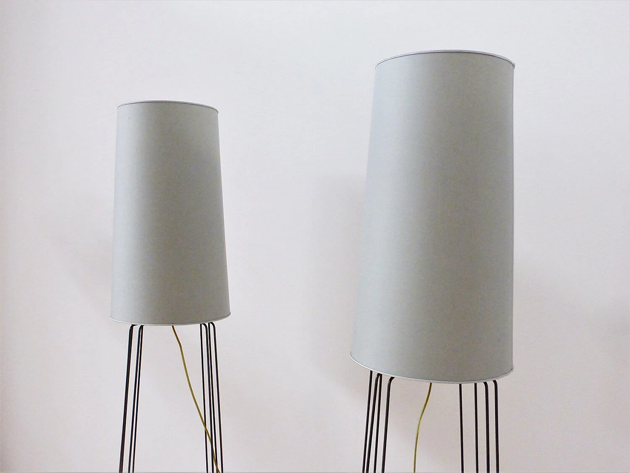 Pair of iron and plasticized fabric floor lamps, 2000s 1376403