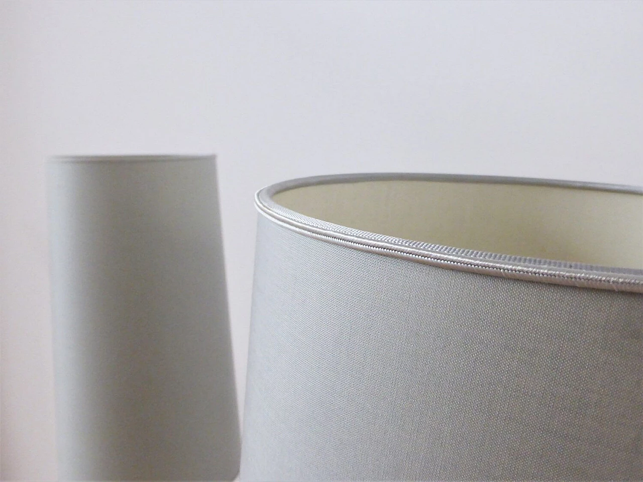 Pair of iron and plasticized fabric floor lamps, 2000s 1376404