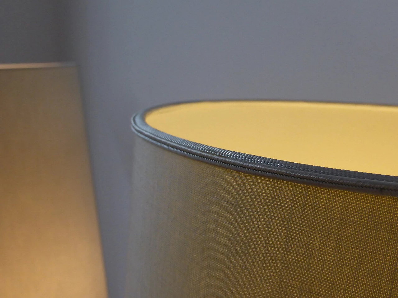 Pair of iron and plasticized fabric floor lamps, 2000s 1376405