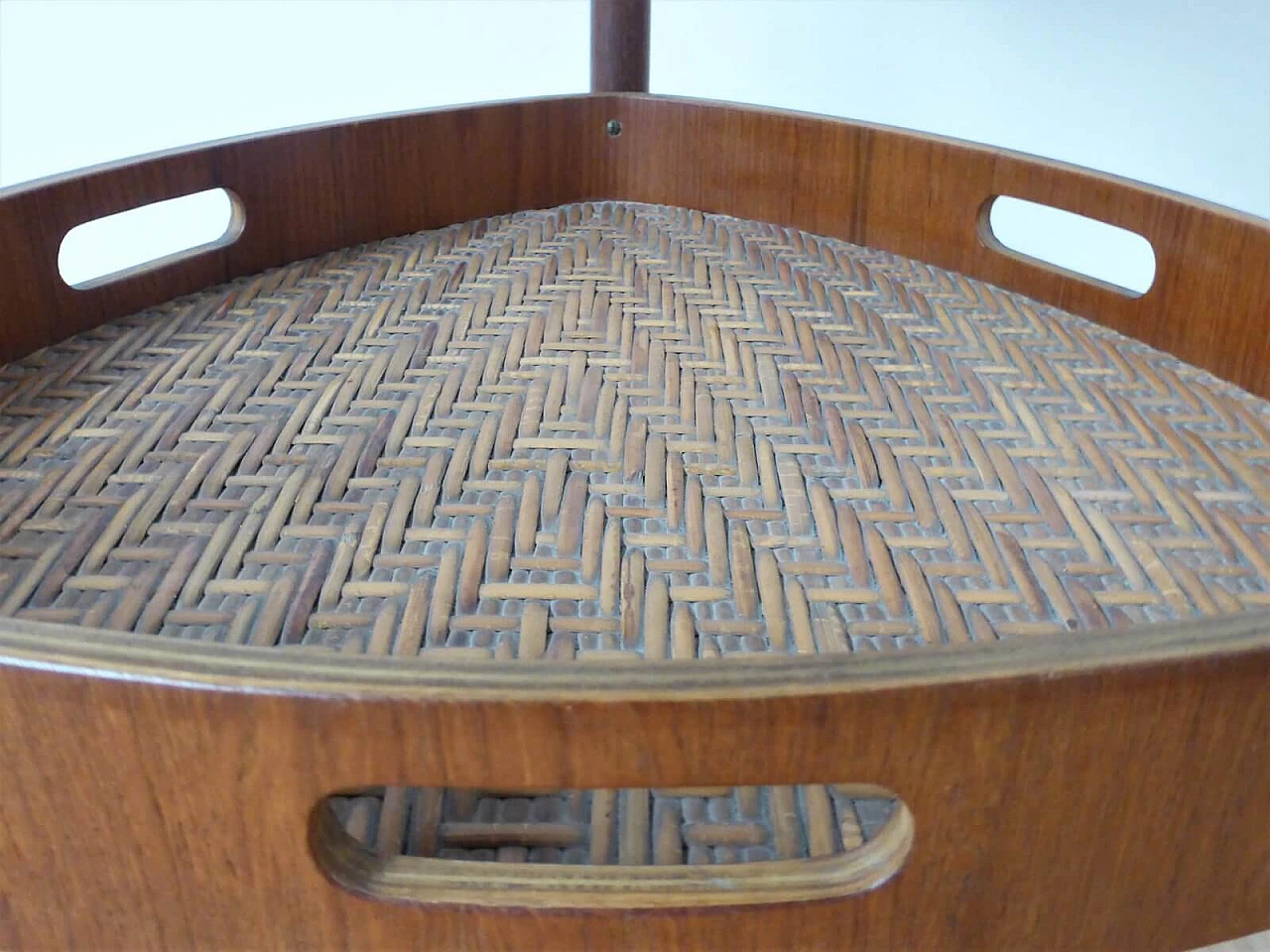 3-legged teak service trolley with 2 shelves, 1950s 1376430