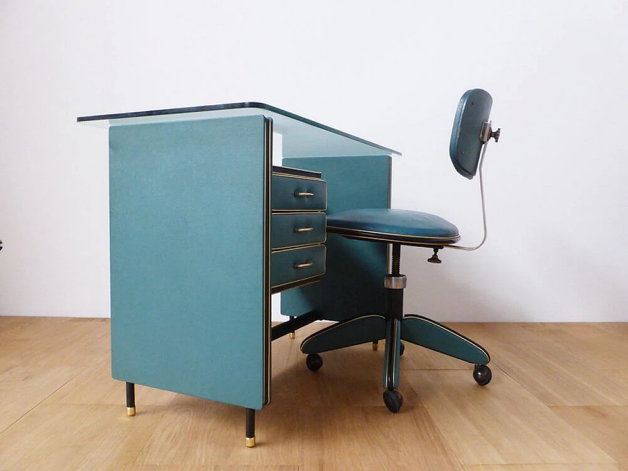 Umberto Mascagni office desk with wheeled chair, 1950s 1376456