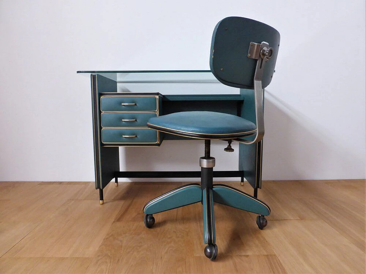 Umberto Mascagni office desk with wheeled chair, 1950s 1376457