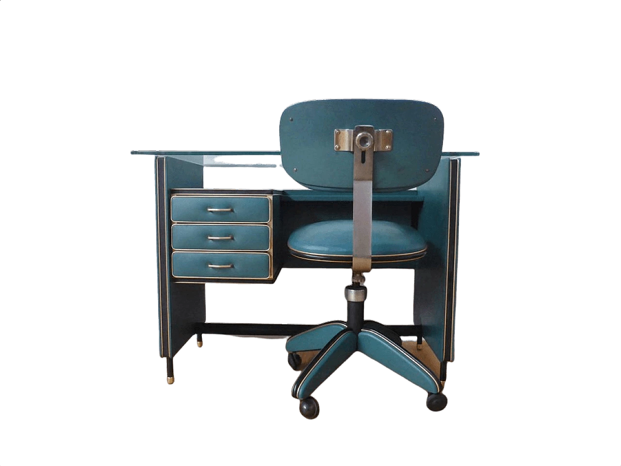 Umberto Mascagni office desk with wheeled chair, 1950s 1376490