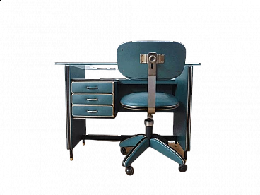 Umberto Mascagni office desk with wheeled chair, 1950s