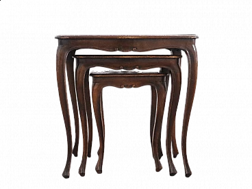 3 tavolini da caffè di diverse dimensioni in legno, anni '50