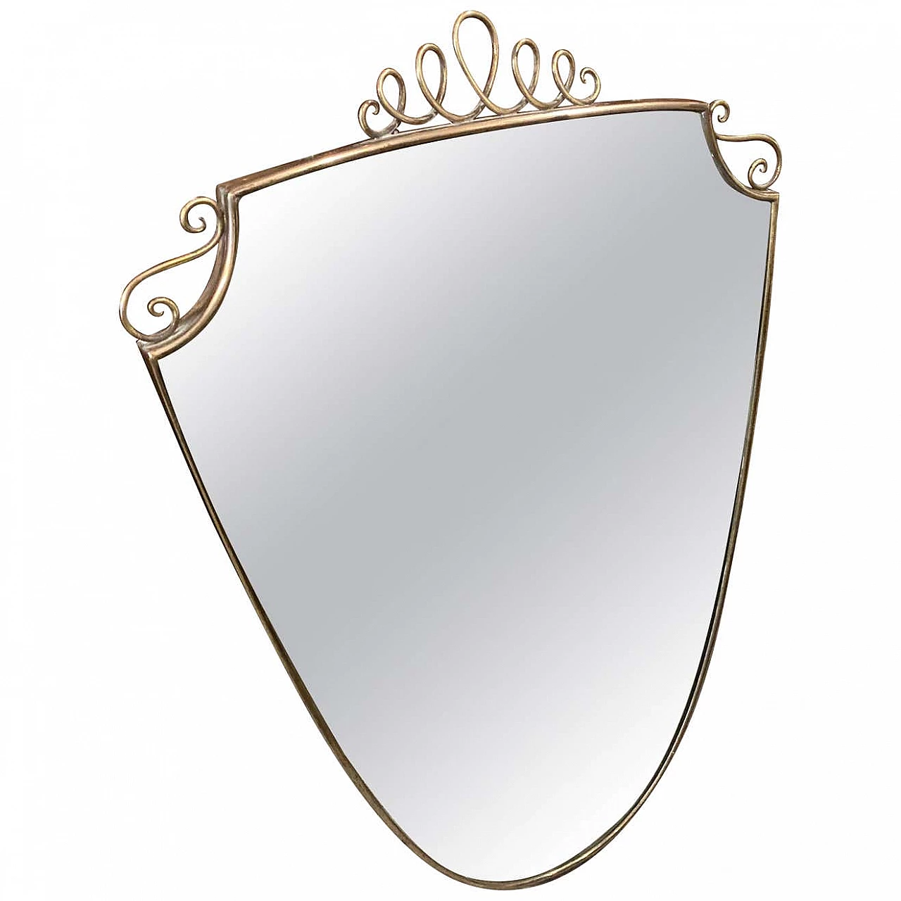 Specchio da parete in ottone in stile Gio Ponti, anni '50 1376589