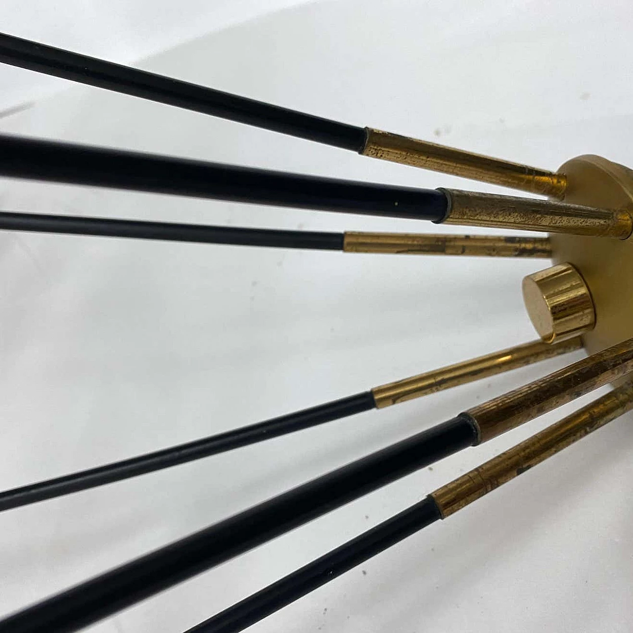 Lampadario in ottone, teak e vetro in stile Stilnovo, anni '60 1376634