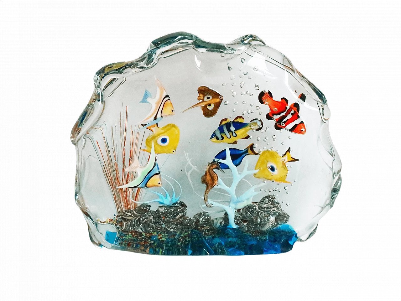 Sculpture with fish in Murano glass signed Diego Costantini, 2000 1376643