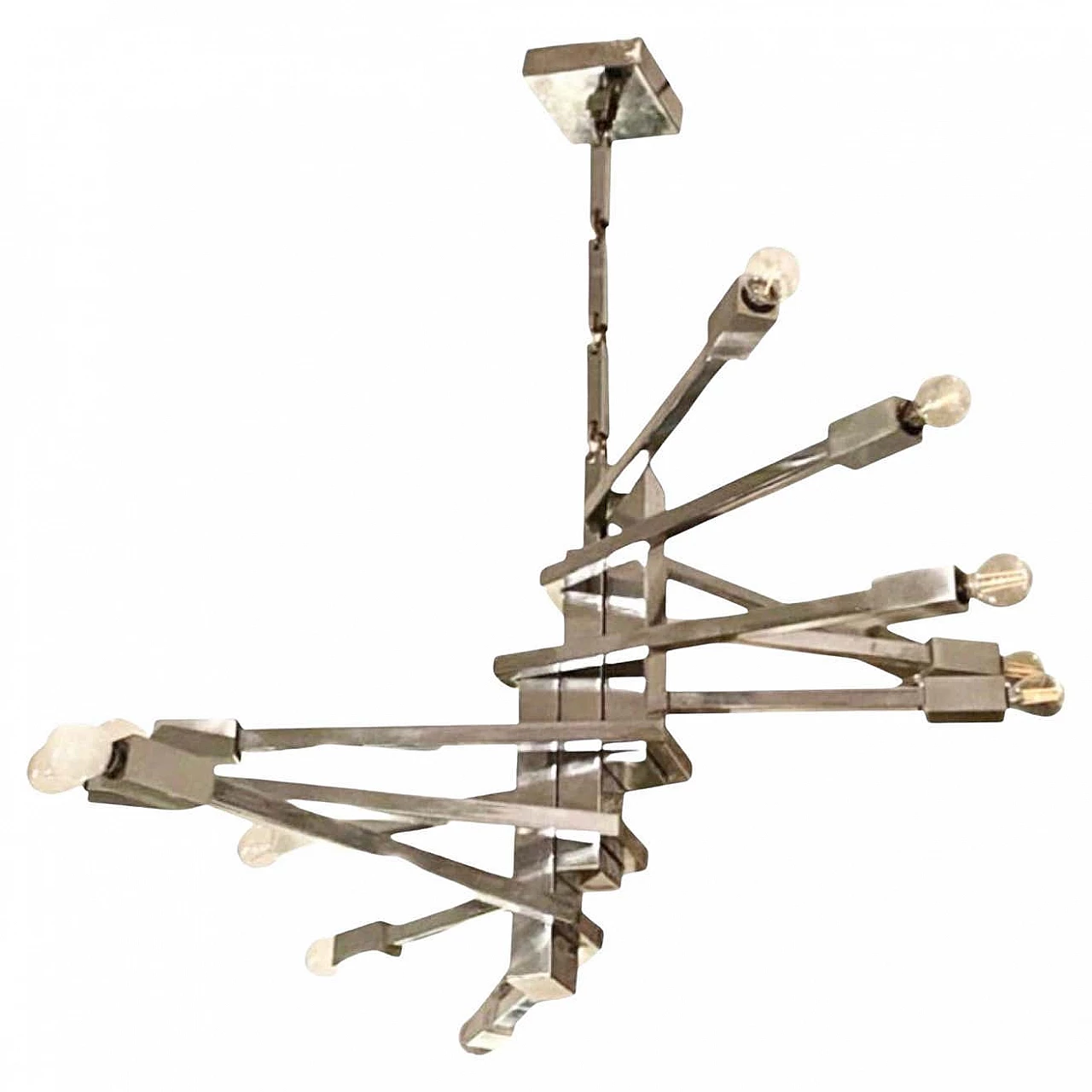 12 Light steel chandelier attributed to Sciolari, 1970s 1376699