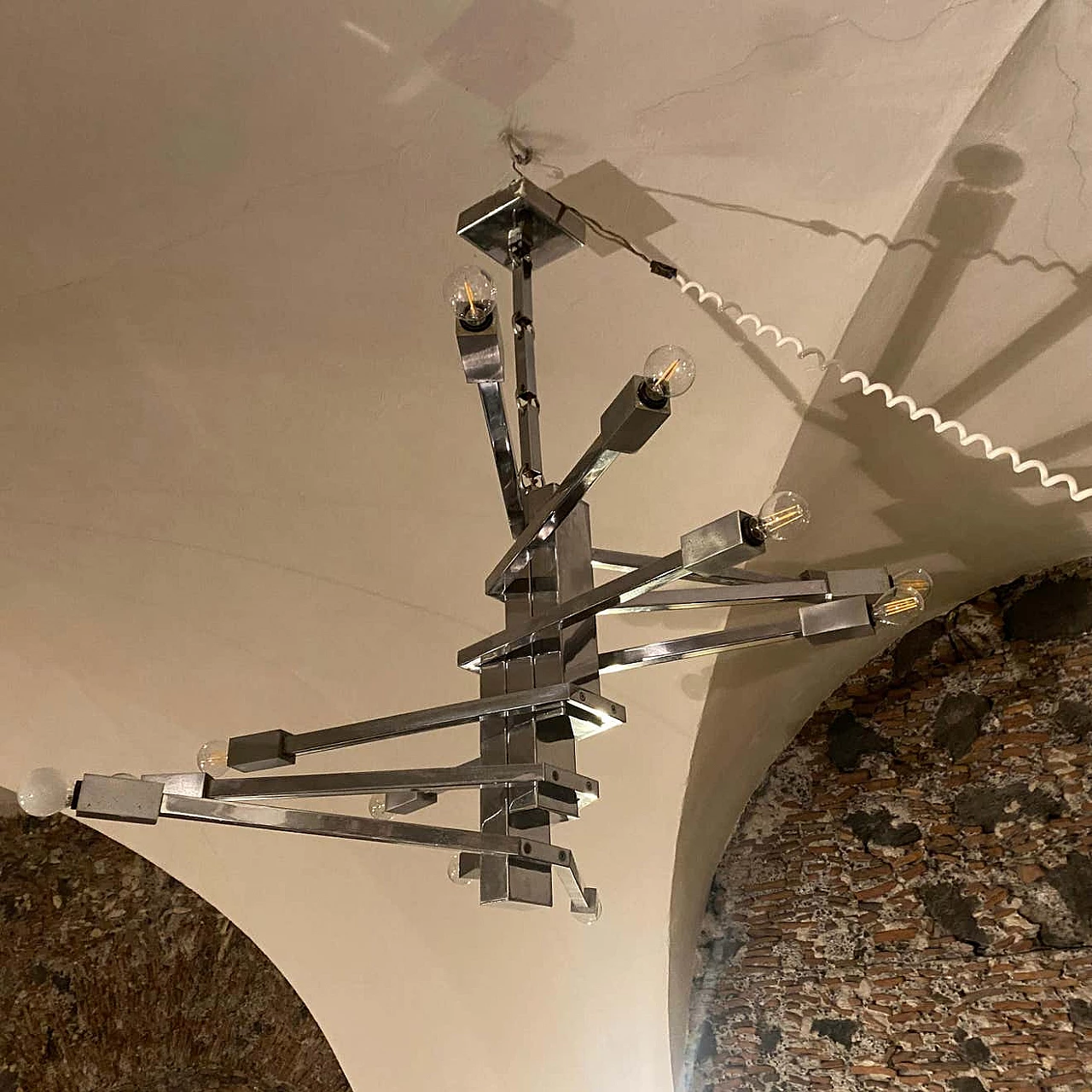 12 Light steel chandelier attributed to Sciolari, 1970s 1376703