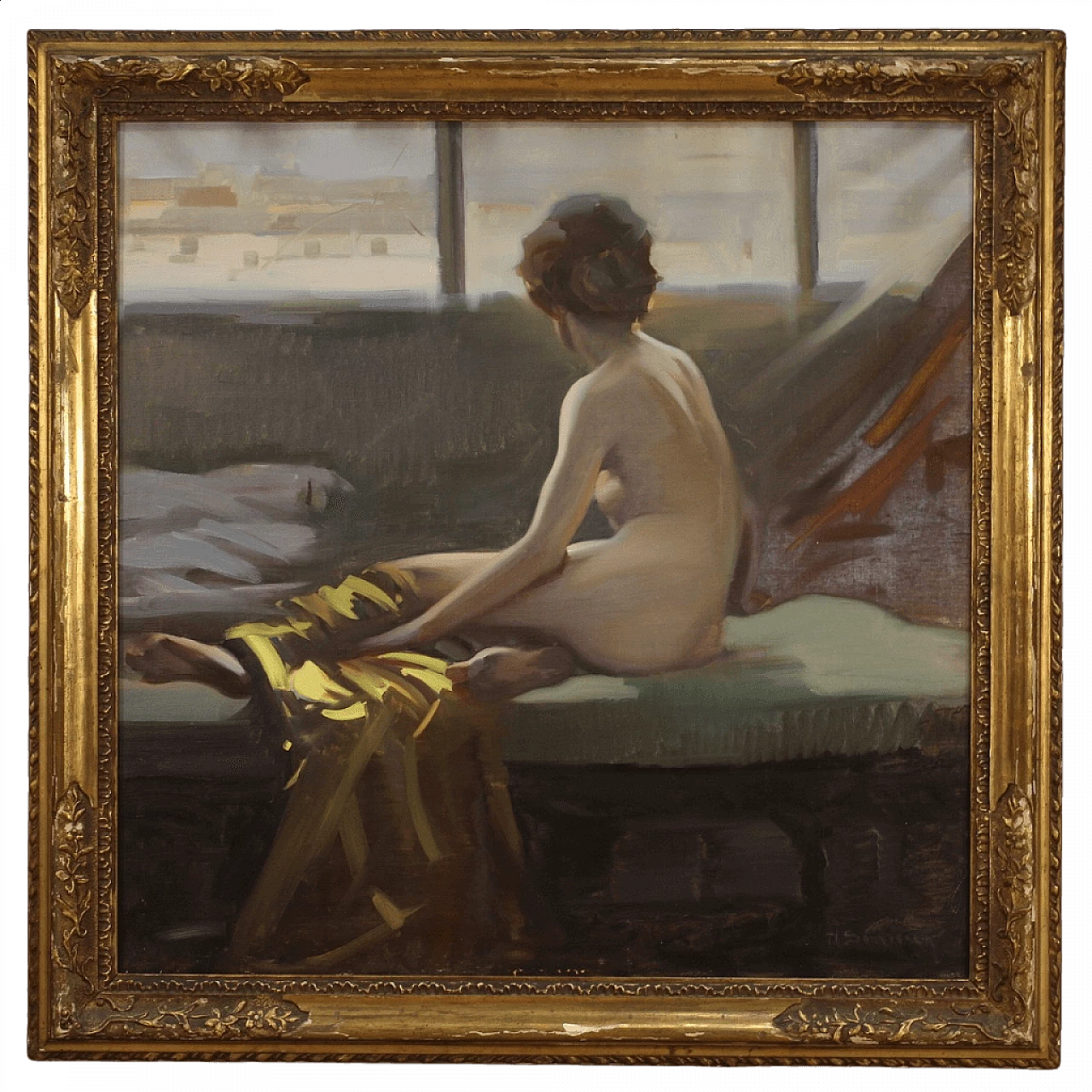 Dipinto di nudo firmato, prima metà '900 1376852