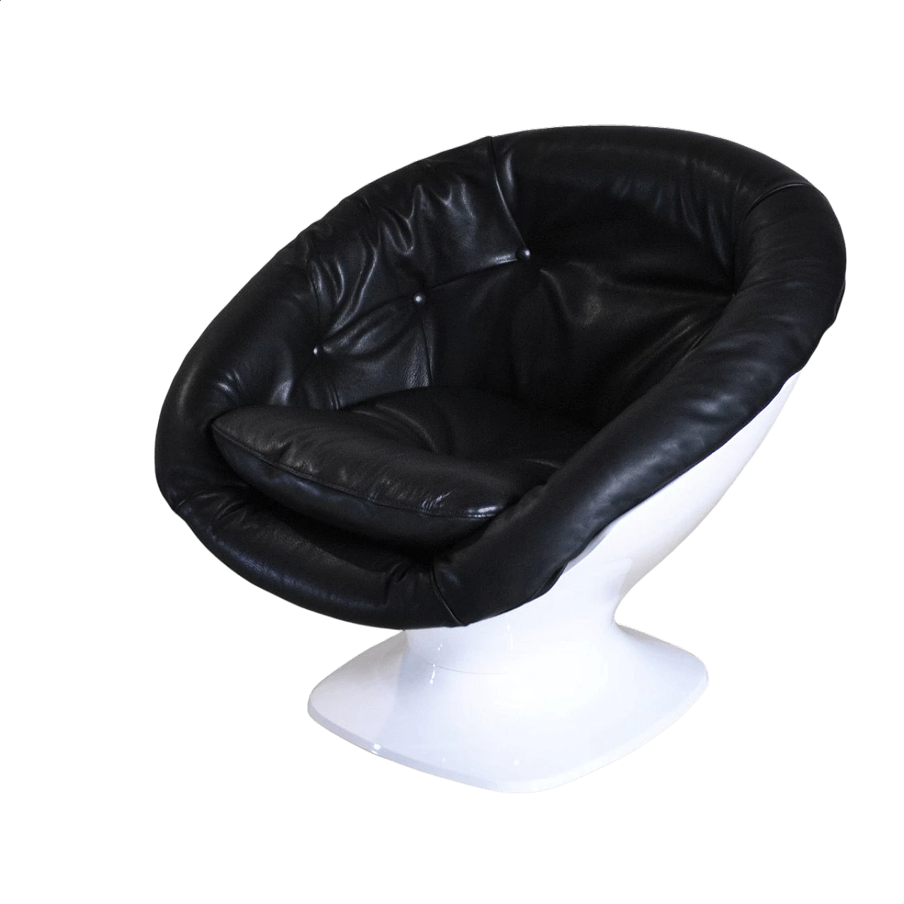 Black leather armchair by Raphael Raffel for Herman Miller, 1970s 1376908