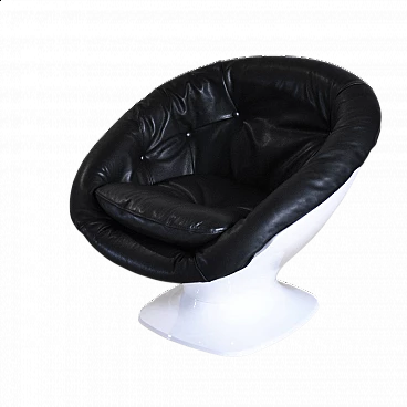 Black leather armchair by Raphael Raffel for Herman Miller, 1970s