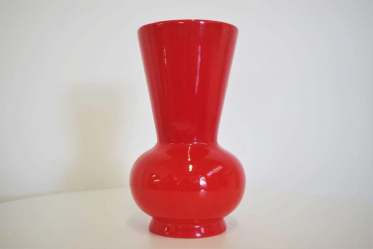 Vaso in ceramica arancione Pozzi, anni '70 1377203