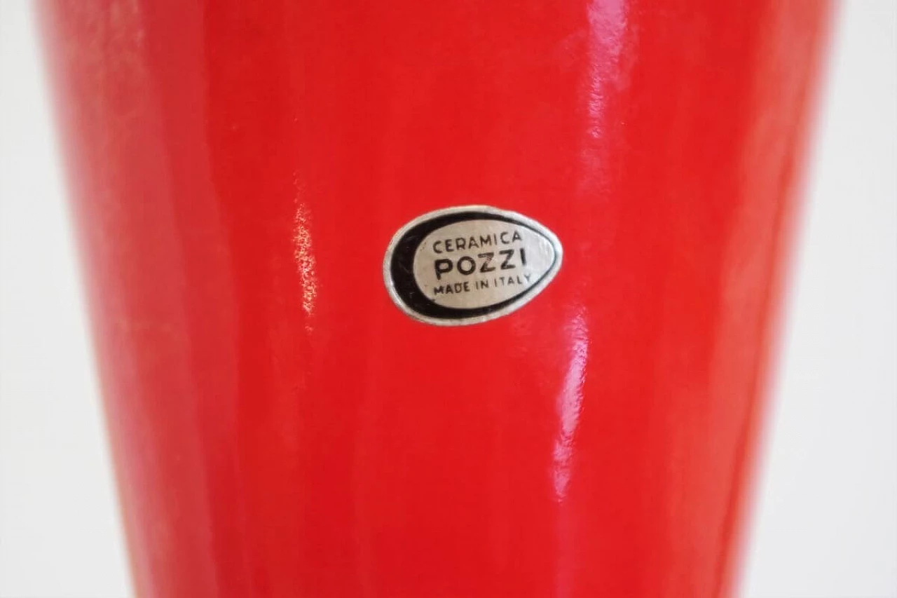 Pozzi orange ceramic vase, 1970s 1377209