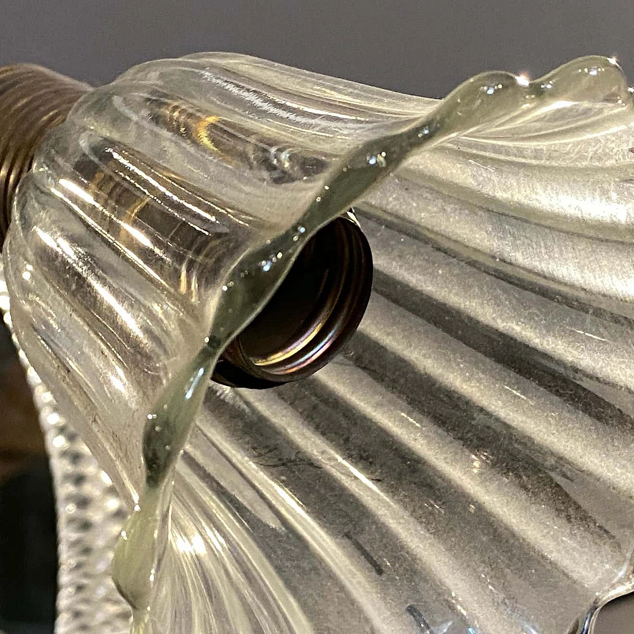 Lampadario in vetro di Murano e ottone di Barovier, anni '50 1377538