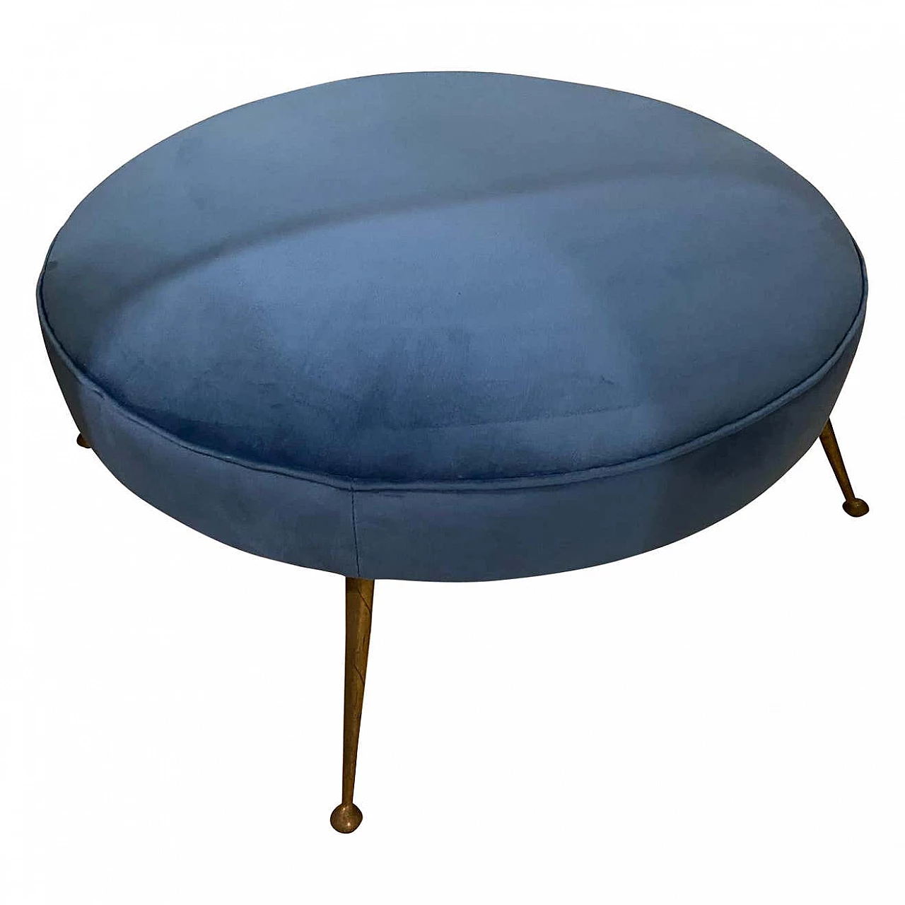 Grande pouf in velluto blu, anni '50 1377559