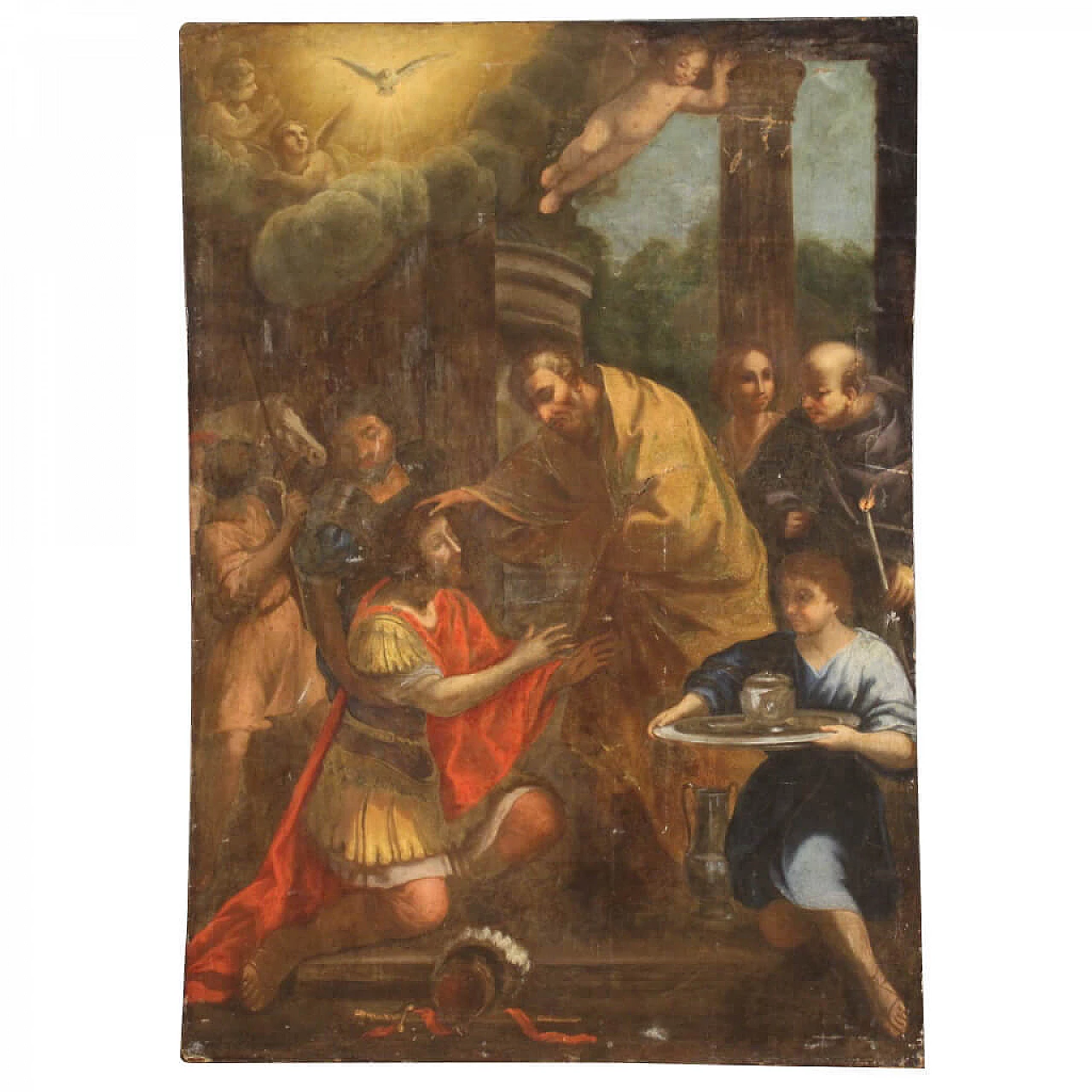 Battesimo di San Paolo da parte di Anania, dipinto italiano olio su tela, copia da Pietro da Cortona, '700 1377785
