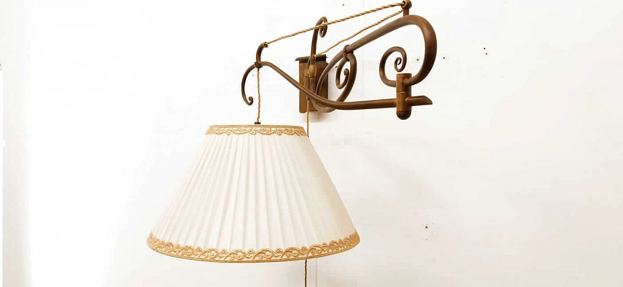 Adjustable wall lamp with lampshade, 1980s 1377817