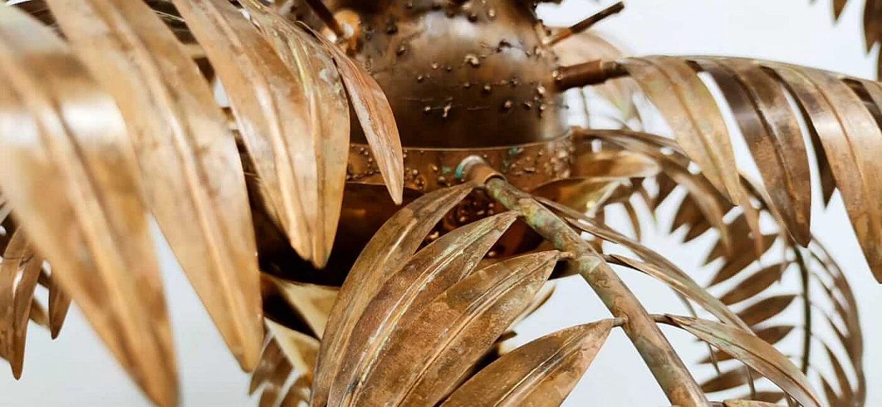 Lampada da terra a forma di palma in ottone, anni '70 1377850